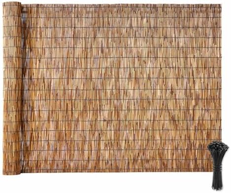 VEVOR Natural Reed Fencing, 4 ft x 16.4 ft, Decorative Natural Reed Fencing Roll, Decorative Fence for Backyard Divider, Privacy Screen Panel Curtain for Balcony Patio Garden Backyard Outdoor, Brown