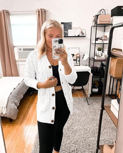 Image of MEROKEETY Womens Fall 2026 Long Sleeve Cable Knit Cardigan Sweaters