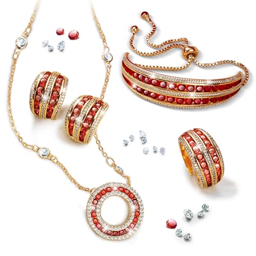 Conjunto GLAMOUR DE RUBI 4 Joyas para mujer: Colgante +