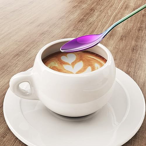 6PCS Latte Spoons Long Handle 19.5cm Rainbow Teaspoons for Iced Coffee/Tea - Image 3