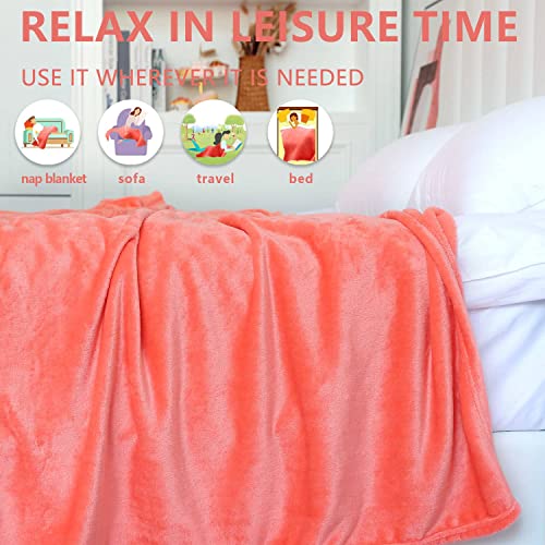 Image of NANPIPER Fleece Blankets, Super Soft Flannel Queen Size Blanket for Bed, Luxury Cozy Microfiber Plush Fuzzy Blanket,Living Coral