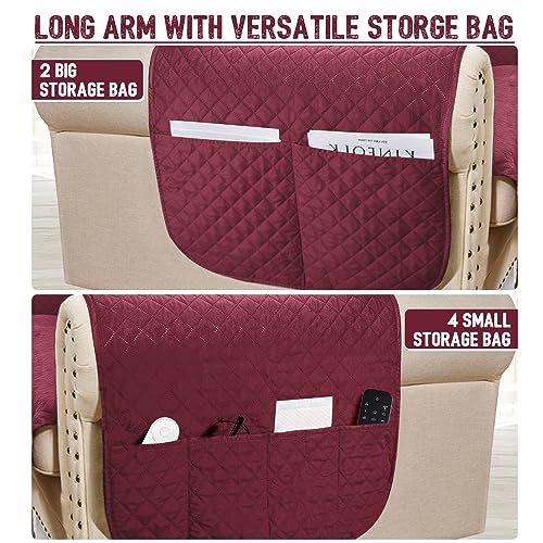 Ashleyriver Recliner Chair Cover,Recliner Slipcover, Recliner Covers For Dogs,Recliner Slipcover,Recliner Protector(Recliner Medium:burgundy/Beige) #TOP4