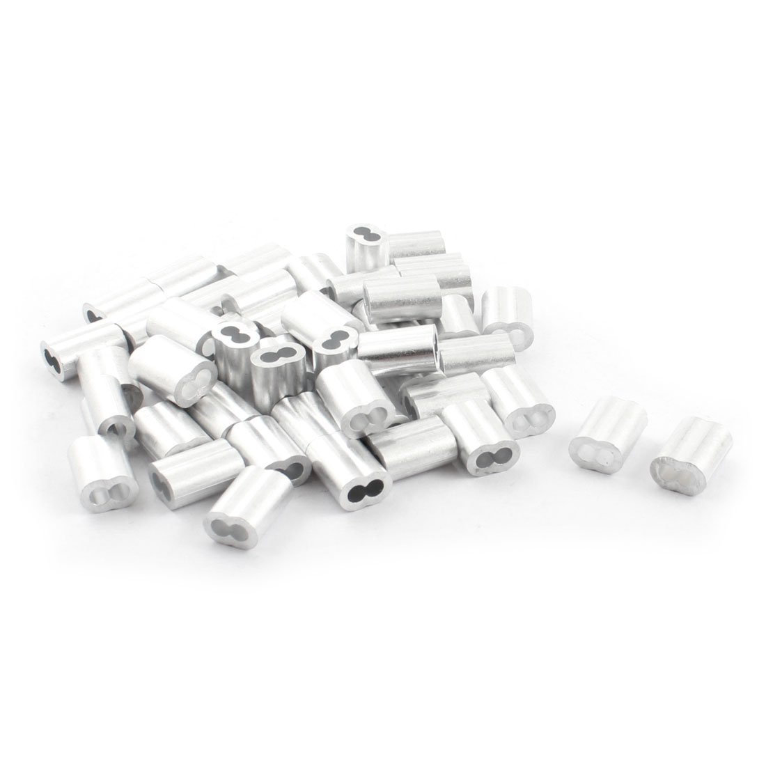 Aexit 50Pcs 15mm Aluminum Hourglass Ferrules Sleeve Crimp for 3mm Wire Rope (9c9219f431a4f60bf10cb3dd51e6fb94)