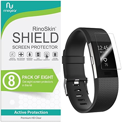 RinoGear (8-Pack) Screen Protector for Fitbit Charge 2 Screen Protector Case Friendly Accessories Flexible Full Coverage Clear TPU Film