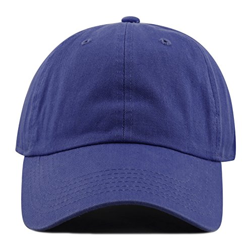 The Hat Depot Kids Washed Low Profile Cotton And Denim Plain Baseball Cap Hat (6-9 Yrs, Royal Blue) #TOP1