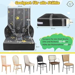 Froadp Seduta rialzata per bambini, in tessuto Oxford impermeabile, con schienale e cintura di sicurezza, per bambini dai 6 ai 36 mesi, grigio