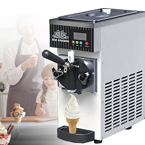 【GELATIERA A COMMERCIALE COMPATTO 】Questa gelatiera Soft Serve da tavolo presenta dimensioni ridotte, il che ne consente un facile posizionamento in cucina. Il corpo esterno e il rivestimento interno sono realizzati in acciaio inossidabile per uso alimentare: un materiale robusto, inossidabile e facile da pulire. Questa macchina per il gelato rappresenta la scelta ideale per snack bar, pasticcerie, food truck e nuove attività imprenditoriali (start-up).