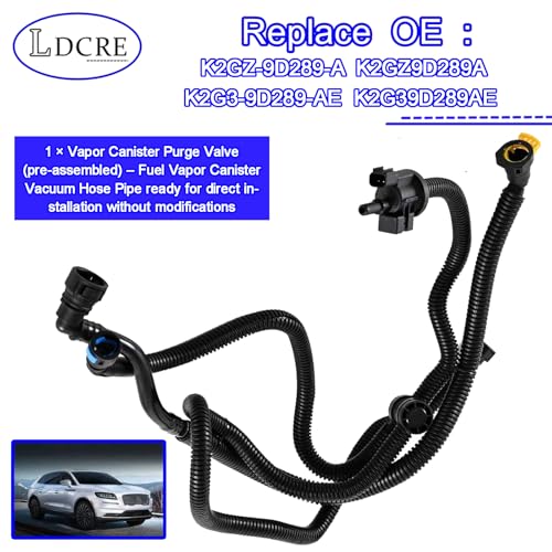 EVAP Canister Purge Valve Assembly with Vacuum Hoses OEM K2G3-9D289-AE K2GZ-9D289-A Fits Ford Edge 2.0T 2015-2024, Lincoln Nautilus （19-23）, Lincoln MKZ （16-18）, Only for 2.0T EcoBoost, Not 2.7T/3.0T by LDCRE - Image 3