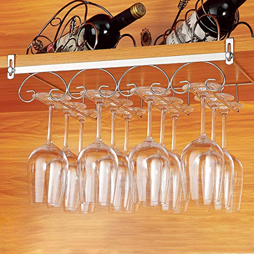 HENG 4 File Porta Bicchieri Sospeso Senza Perforazione Cremagliera del Bicchiere di Vino per Bar, Ristorante, Cucina