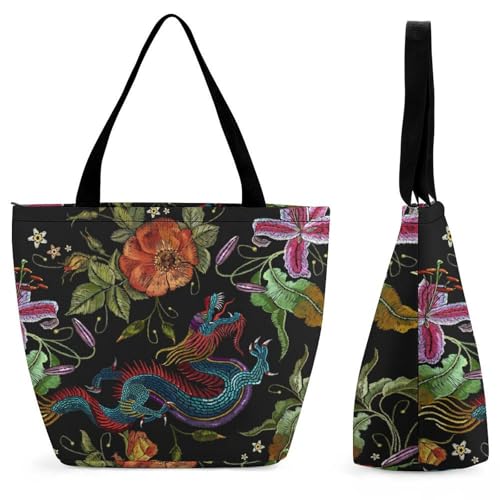 Sac de shopping dragon coloré spacieux pour femme fatiguée des petits sacs