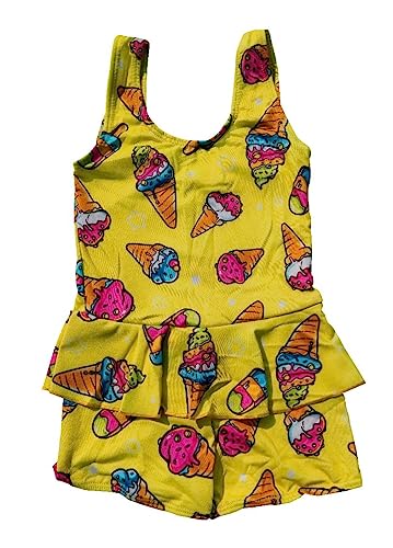Image of One Piece Girl's Synthetic Digital Printed Swimming Costume in Frock Style.