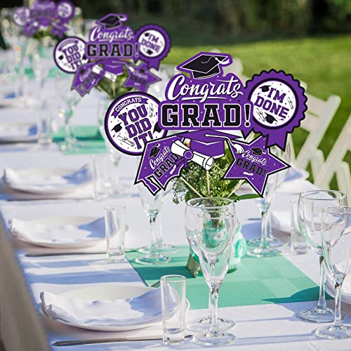 Image of 30PCS Graduation Party Decorations Congrats Grad Table Centerpiece,Table Decorations,Congratulate Graduation Centerpiece Sticks Table Toppers for Graduation Party Supplies(Purple)