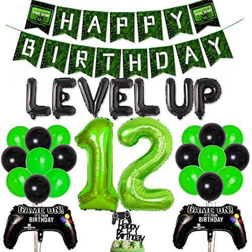Videojuego Decoraciones para fiesta de cumpleaños número 12 Juego de juegos en suministros de...