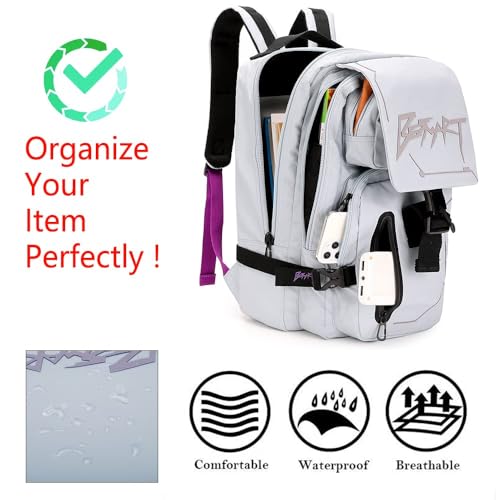 BESMART Hiking Outdoor Travel Backpack with Design, Water-Resistant Laptop Daypack Book Bag with Multi-Layer for Men & Woman (Light Grayish Blue)3