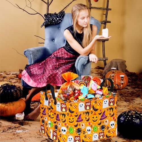 Image of Happy Halloween Ghost Storage Basket Gift Laundry Bins Collapsible Storage Baskets Box Laundry Nursery Hamper for Home and Office Decoration with Handles