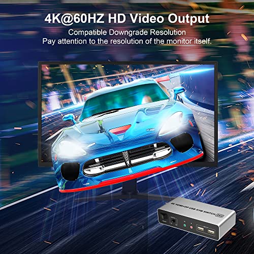 Dual Monitor Kvm Switch Hdmi + Displayport 4K@60Hz 2 In 2 Out Kvm Switch 2 Monitors 2 Computers,With Audio Microphone Output And 3 Usb Ports, Pc Monitor Keyboard Mouse Switcher #TOP4
