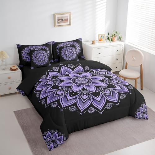 Erosebridal 7 Pieces Hippie Mandala Bedding Comforter Sets Chic Floral Bed In A Bag For Girls Women thumb #2