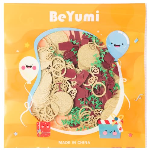 Image of BeYumi Wine Bachelorette Table Confetti - 300Pcs Vino Before Vows Confetti | Wine Glass Glitter Dots Diamond Ring Leaf Confetti Paper Decor Bridal Shower Wedding Engagement Party Decoration Supplies