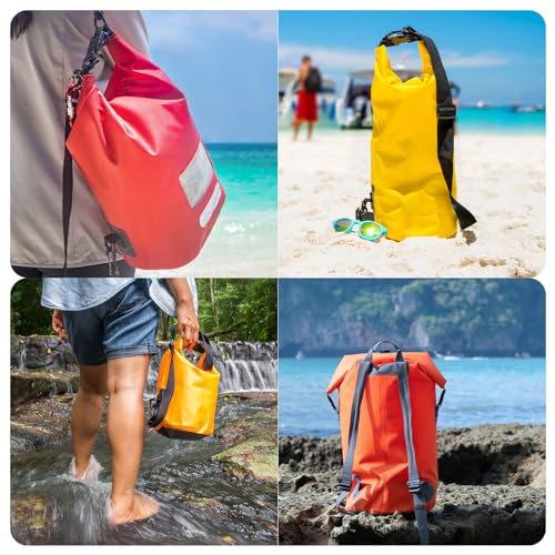 PATIKIL 12L Bolsa seca impermeable, bolsa de almacenamiento portátil y ligera con cierre enrollable para gimnasio, kayak, senderismo, natación y camping, color naranja miniatura 6