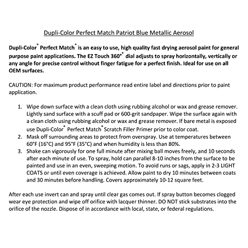 Image of Dupli-Color EBCC04097 Perfect Match Automotive Spray Paint - Chrysler Patriot Blue Metallic, PBT /PB7 - 8 oz. Aerosol Can