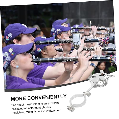 TOGEVAL Marching Clarinet Lyre Portable Music Sheet Clip Holder for Clarinet & Oboe Adjustable Lyre for Marching Band Durable Metal Design for Sheet Music Support