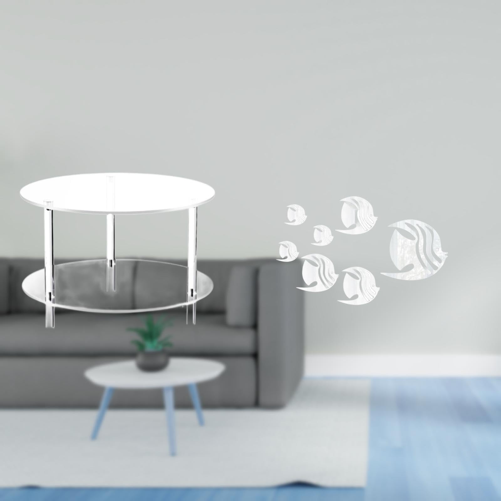 Enakshi® Acrylic Side Table with Mirror Wall Stickers Compact NightStand Furniture Easy Assembly Removable Art Decor for Living Room|Home & Garden | Furniture | Tables-image-38