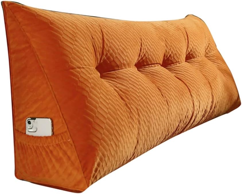 Removable Bedside Triangular Bed Backrest Pillow Comfort Velvet Sofa Cushion Back for Couch Seat Support Backrests
