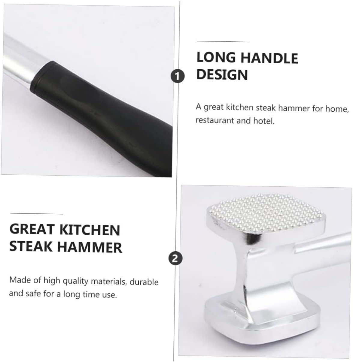 Double-sided Aluminum Alloy Meat Hammer Tenderizer Tool for Steak Beef Easy to Clean and Store Versatile Kitchen Essential
