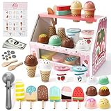 BBWELL Heladería Niños de Madera,Heladeria Juguete,Tienda de Helados Accesorios de Cocina,Tienda de Compra Juego de rol,Helados Juguete Juego Educativos Regalo para Niñas Niños 3 4 5 6 años