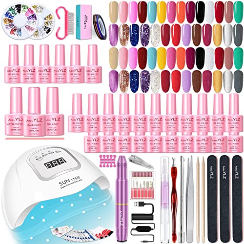 AoxuYLZ 27 Colors Gel Nail Polish Kit With 150W UV LED Nail Dryer Lamp Curing gel Nail Polish Set,Nail Manicure Tools
