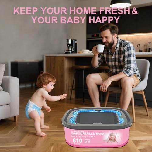 Image of Jumbo Square Refills Disposal Bags Refill Compatible with Genie Diaper Compact, Select Pails(Not Fit Classic Version Pails), Hold Up to 810 Newborn-Sized Diapers Per Refill, 4 Pack