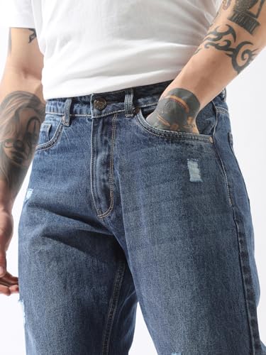 Image of High Star Men Washed Straight Fit Mid-Rise Jeans 77