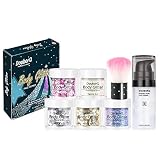 rebirthsame Make-up Primer Foundation Pinsel + 5 Box Kosmetische Laser Pailletten Für Make-up Körperbehaarung Nail Art Make-up Primer Pailletten Körper Pailletten Unregelmäßige DIY Augen Make-up Set