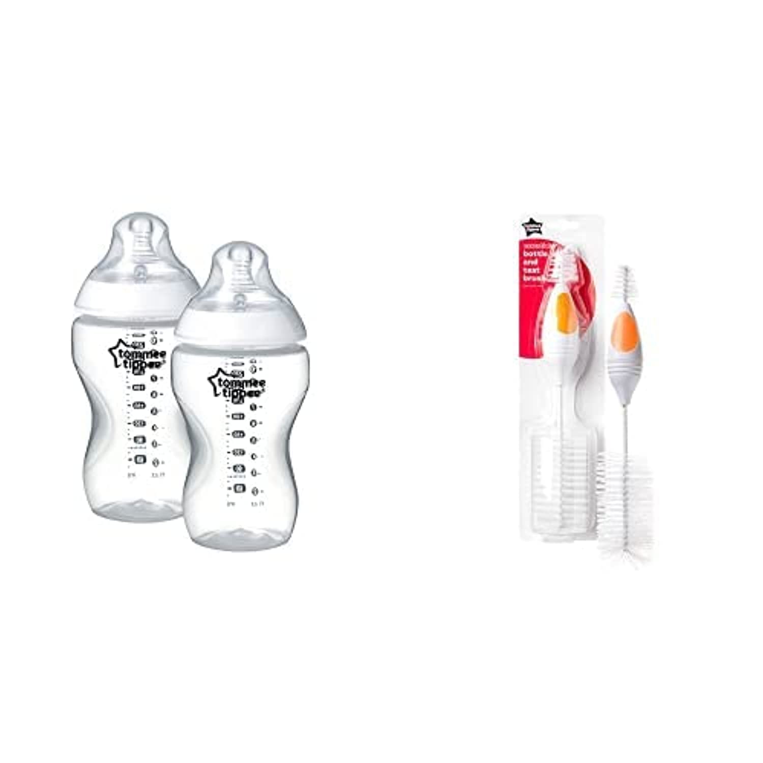 Tommee TippeeCloser To Nature Easi-Vent Bottles(2 X 340Ml) + Tommee Tippee Essentials Bottle And Teat BrUSh (1 Pc)
