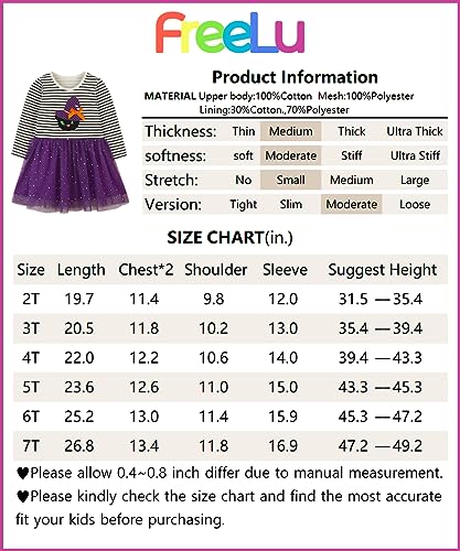Freelu Girls' Cotton Casual Longsleeve Party Dresses Special Occasion Cartoon Print Dress thumb #6