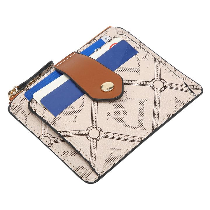 Dasein Women Zipper Wallet Purse with Monogram Signature Logo Multiple Card Slots(Beige)