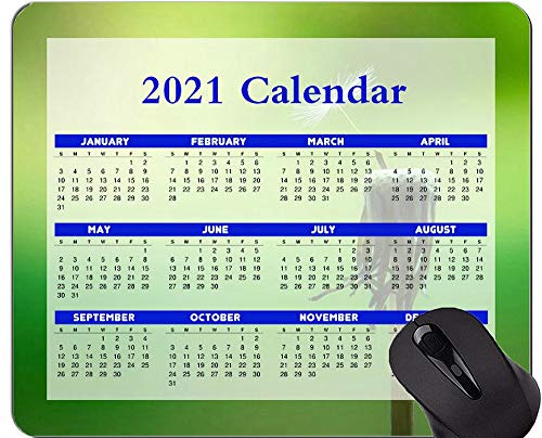 YENDOSTEEN Alfombrilla de ratón con Calendario 2021 con días Festivos, Alfombrillas de ratón con Semillas Macro de Diente de león