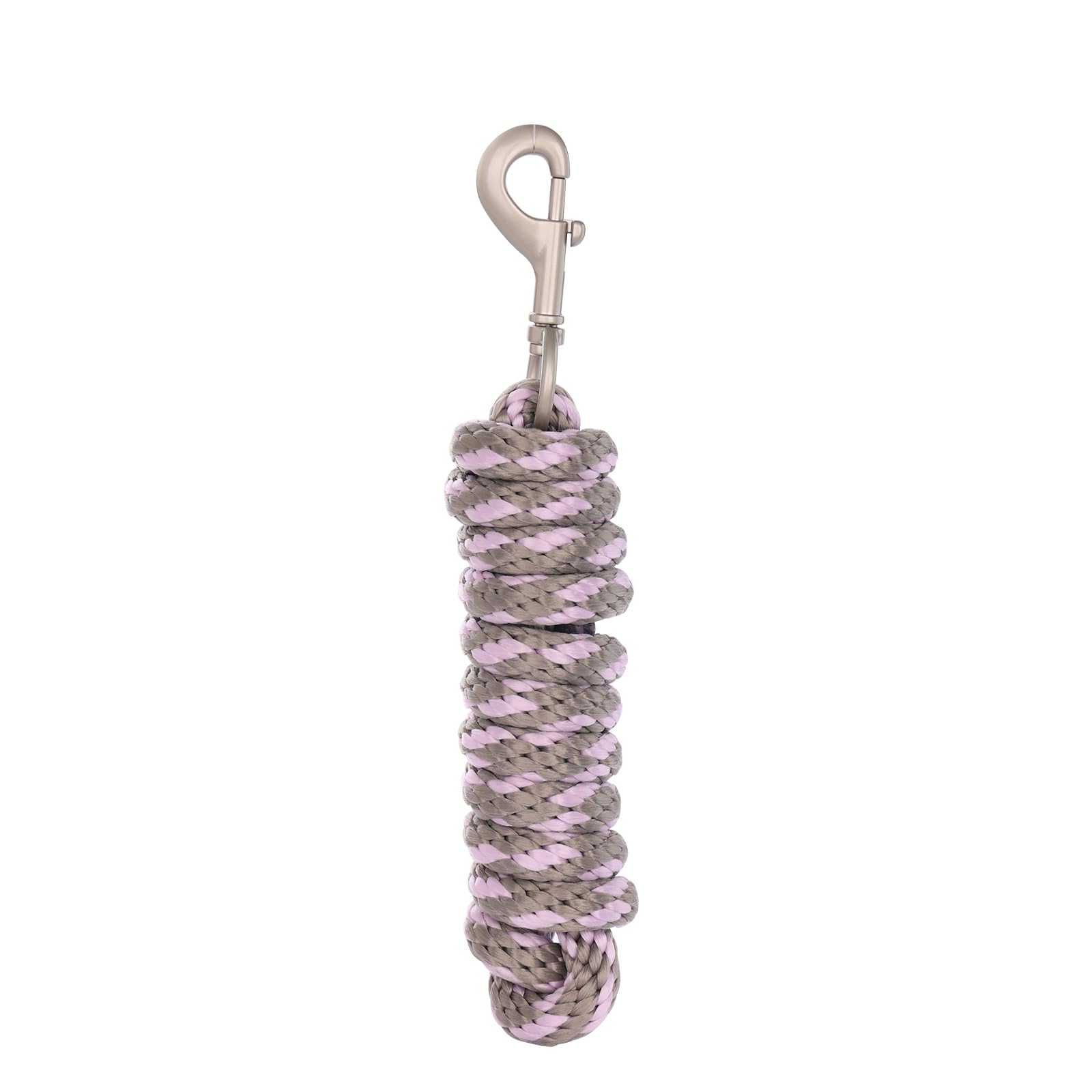 Merauno Lead Rope for Horses, Tie Rope in Various Stylish Designs, Lead Rope, Pony, Donkey, Goat Long Knit with Carabiner Hook (Grey Purple, Snap Hook)