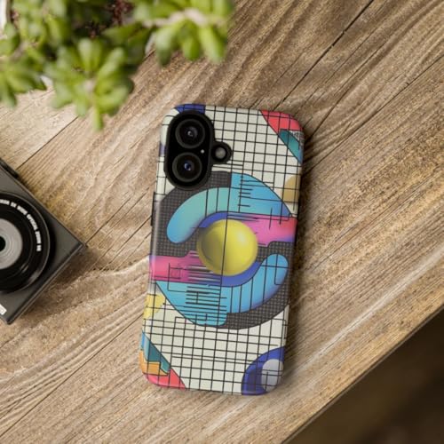 Coque iPhone 16 bleu géométrique parfait pour le bureau - 4