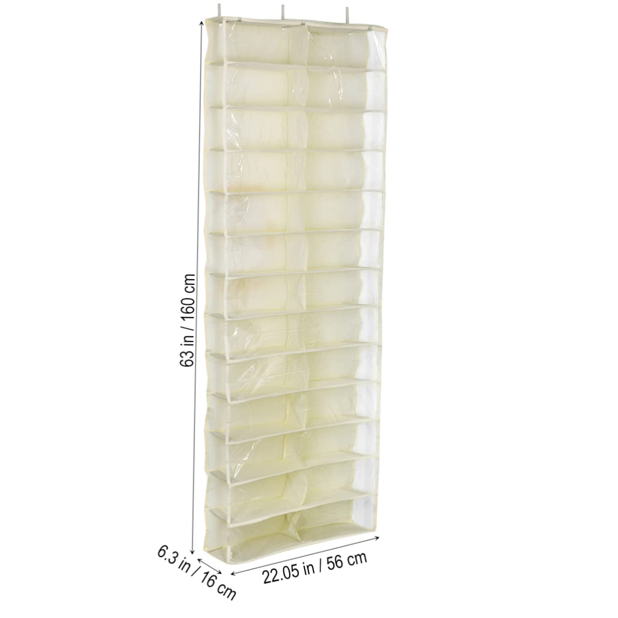 Organizador de Zapatos Capacidad Amplia Beige 26 Bolsillos Grandes Gancho Conveniente y Ahorro de Espacio para Colgar Puerta para Apartamentos y Espacios Reducidos
