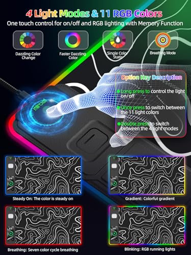 Image of Mouse Pad with Foldable Phone Holder & Wireless Charger, XXL RGB Gaming Mousepad 31.5 inchx15.8 inch Large Desk Mat for Keyboard, 11 Colors 5 Modes