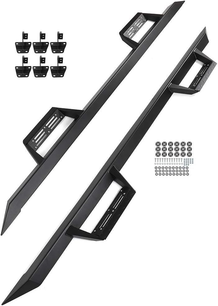 2 Pieces Running Boards (Nerf Bars Side Bars) Aluminum Alloy and ABS Plastic Cement Fits for 99-16 for Ford F-250 / F-350 SD Crew CAB B