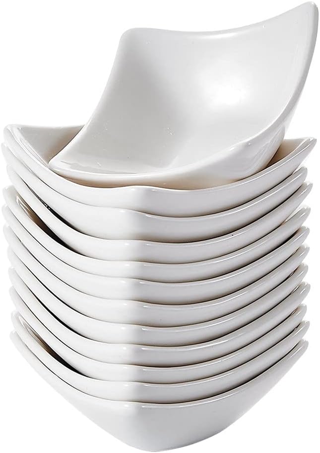 12-Piece 3" Porcelain Ceramic Dessert Dipping Bowl Cream Fruit Dishes Ngredients Sauce Dish for Condiment Sushi