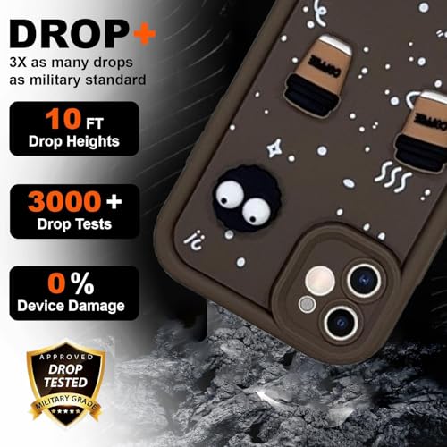 Image of GoldKart Back Case Cover Compatible for iPhone 12 | Cute Fun Cartoon 3D Ball Coffee Silicone Case | Full Body Protection Back Cover for iPhone 12 - Brown