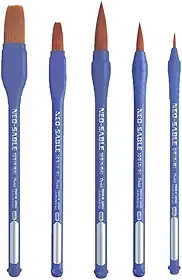 Kit Pincel P/Aquarela Acrilica Guache Pentel Neo Sable 5 Unidades