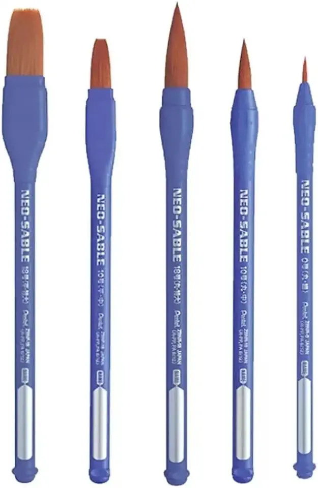 Kit Pincel P/Aquarela Acrilica Guache Pentel Neo Sable 5 Unidades