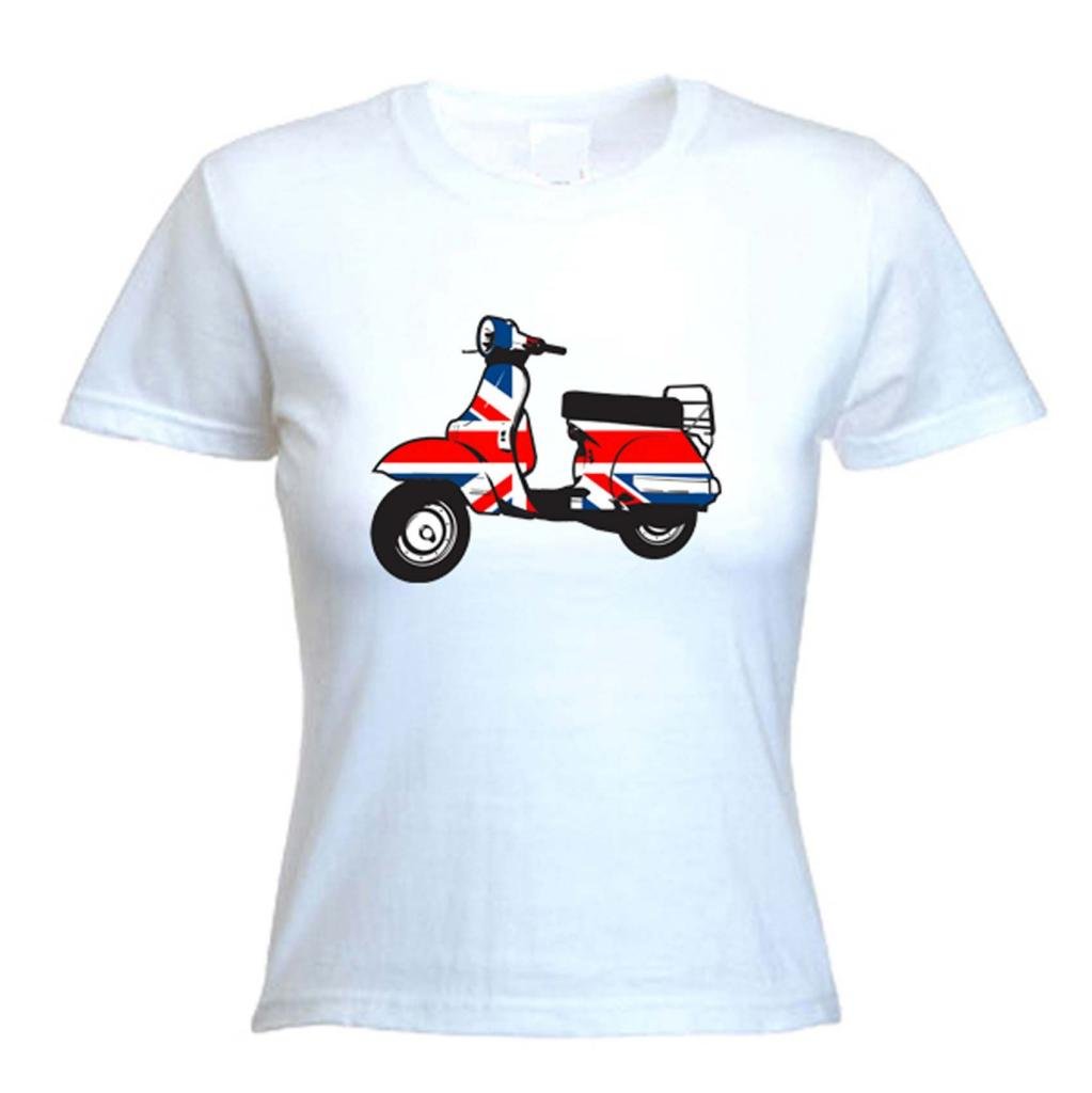 Tribal T-Shirts Women's White Mod Scooter T Shirt (Large, )