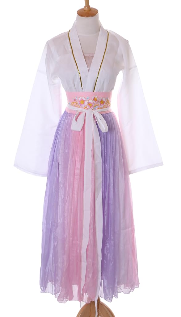 Kawaii-Story Han-016 Hanfu sukienka różowa, fioletowa, biała, tradycyjna, 4-częściowa, chińska, kostium cosplay, szata z haftem (Han-016 Hanfu, DE/NL/SE/PL, alfanumeryczna, M, regularna)