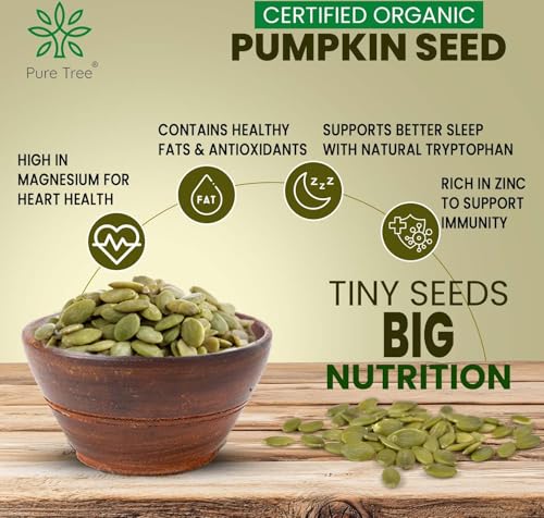 Image of Pure Tree Certified Organic Pumpkin Seeds | 100 g | Kaddu ke Beej | Seeds for Eating Good Source Of Omega 3 | Raw Pumpkin Seeds Superfood