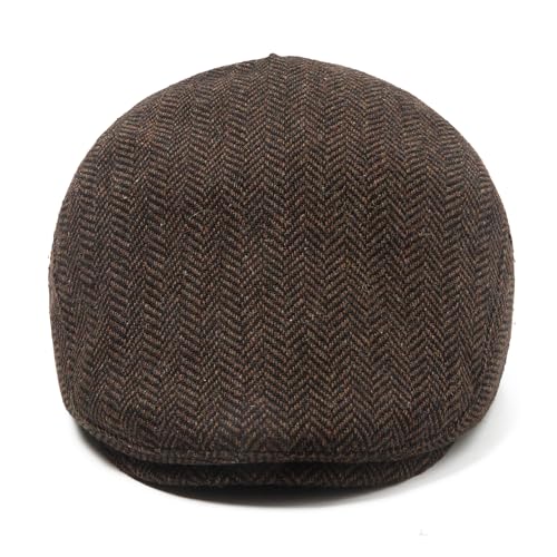 Jastore Boina infantil de lã de tweed para meninos e meninas, Café escuro, 2-4 Anos